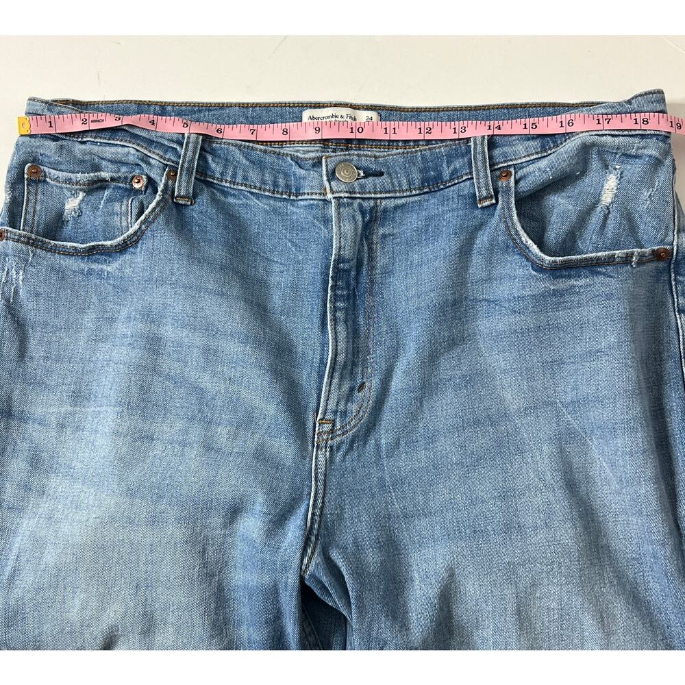 Abercrombie & Fitch Ankle Straight Jeans Plus Size 18 Short Light Wash Denim - Picture 4 of 9